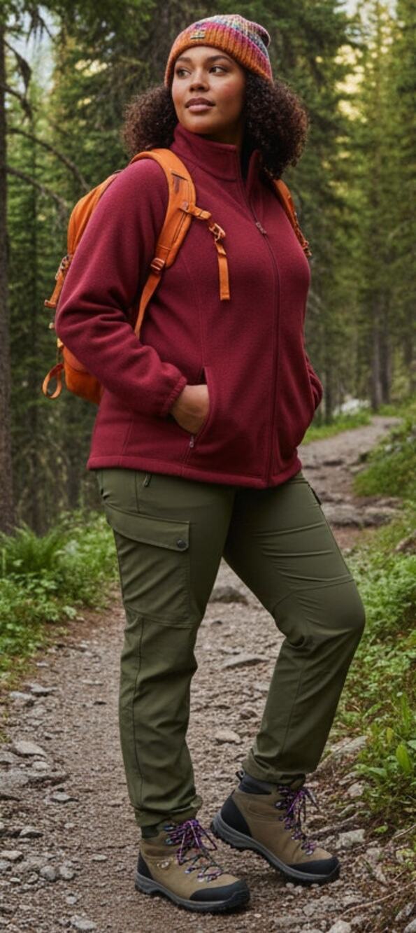 North River Women 2x "Biking Red" Full Zippered Fleece Jacket Gorpcore Outdoor